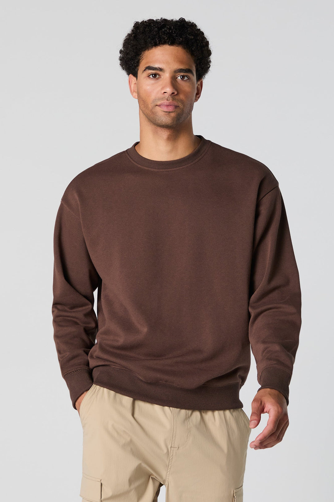 Solid Fleece Crewneck Sweatshirt