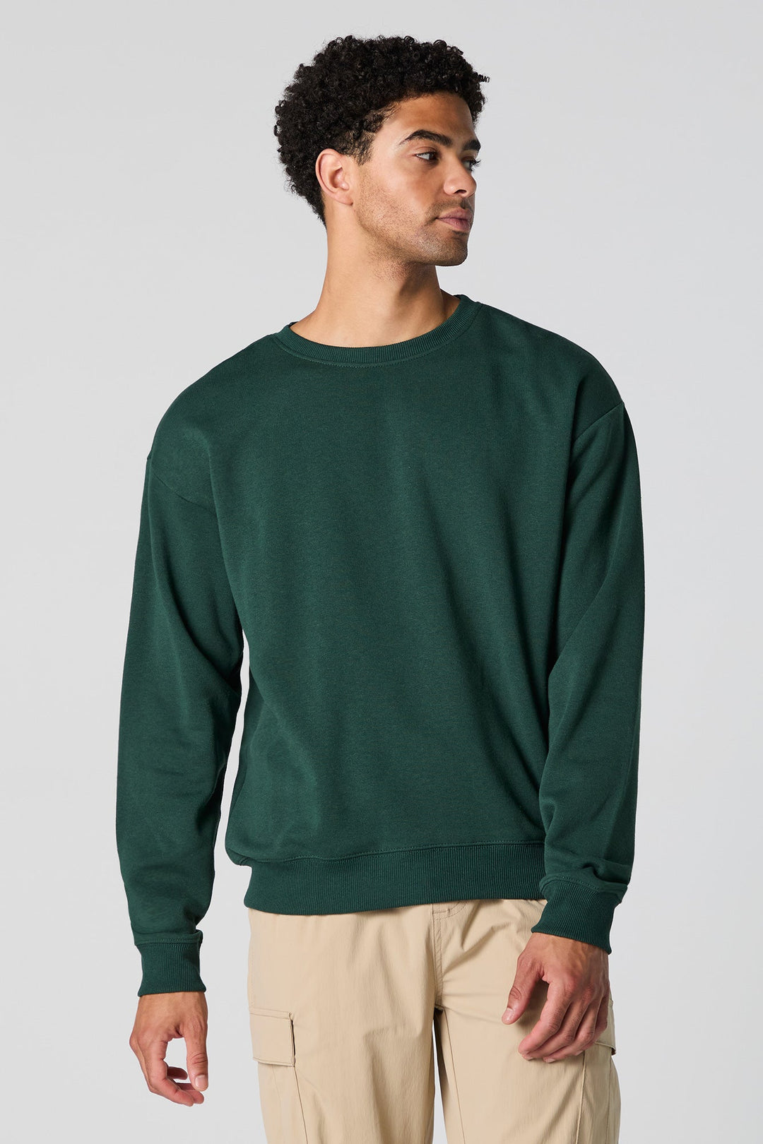 Solid Fleece Crewneck Sweatshirt