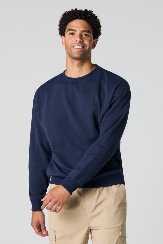 Solid Fleece Crewneck Sweatshirt