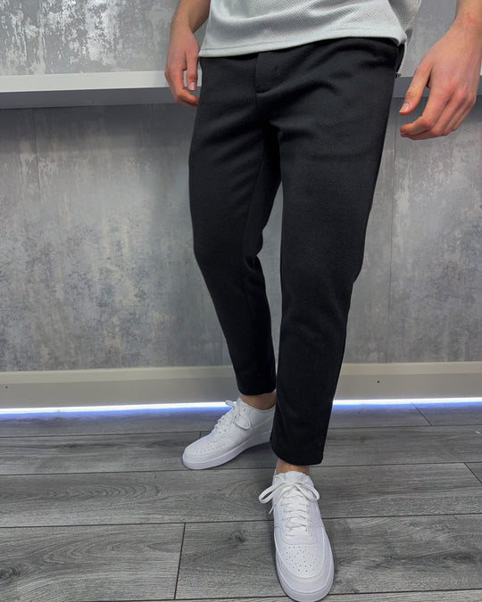 Herringbone smart Trousers - Black