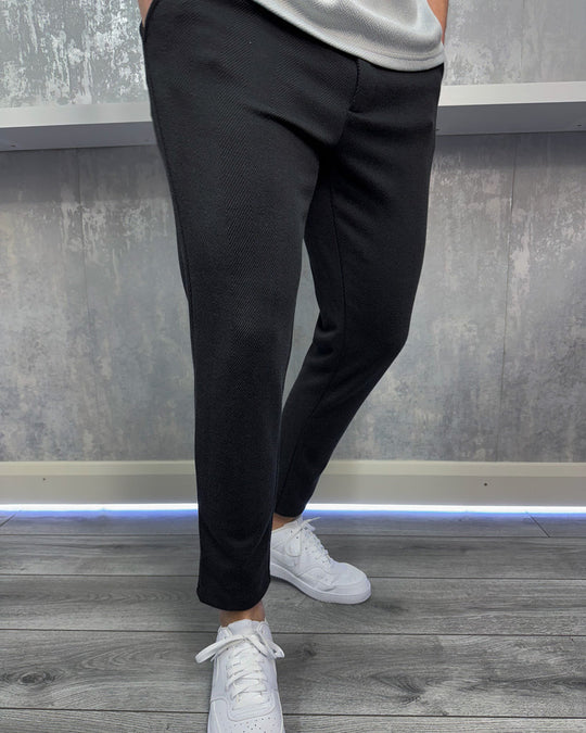 Herringbone smart Trousers - Black