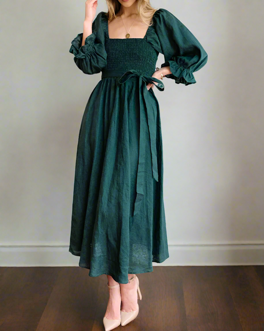 OPHELIA | French Dress with Ruffled Sleeves