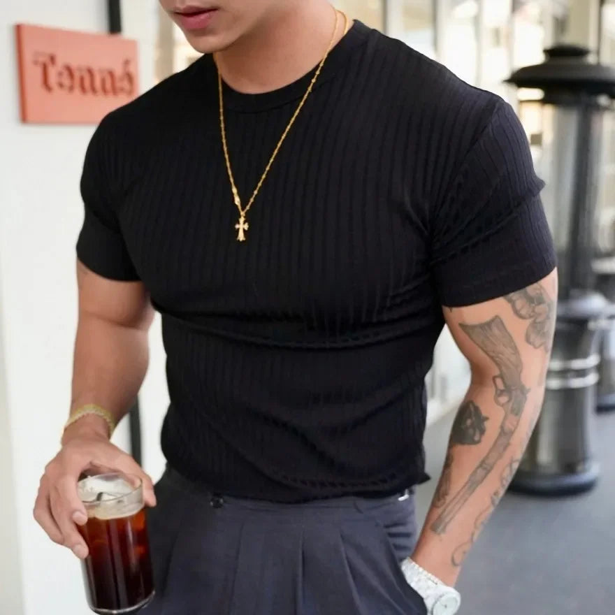 Men's Vertical Stripe Muscle fit T-shirt